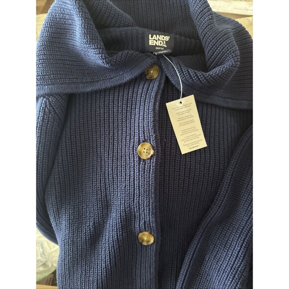 NEW Lands End Drifter Sailor Collar Cardigan Navy Lg Buttons MSRP $99 - Picture 3 of 8